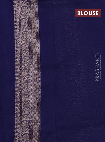 Banarasi semi silk saree blue with allover thread & zari weaves and woven border