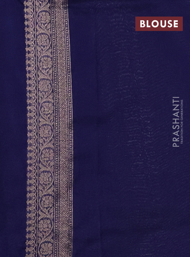 Banarasi semi silk saree blue with allover thread & zari weaves and woven border