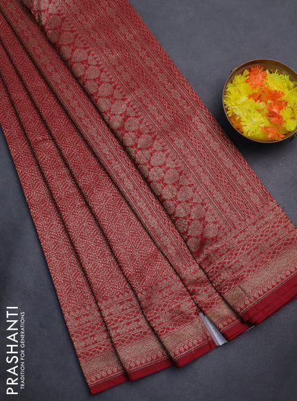 Banarasi semi silk saree maroon with allover thread & zari weaves and woven border