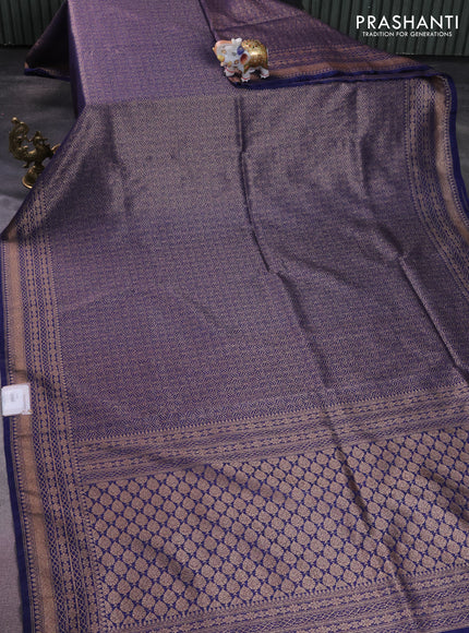 Banarasi semi silk saree blue with allover thread & zari weaves and woven border