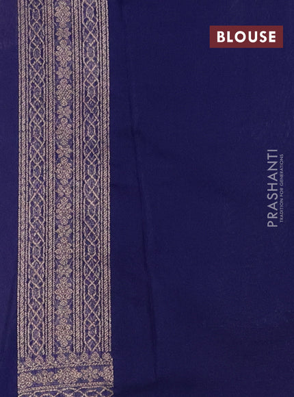 Banarasi semi silk saree blue with allover thread & zari weaves and woven border