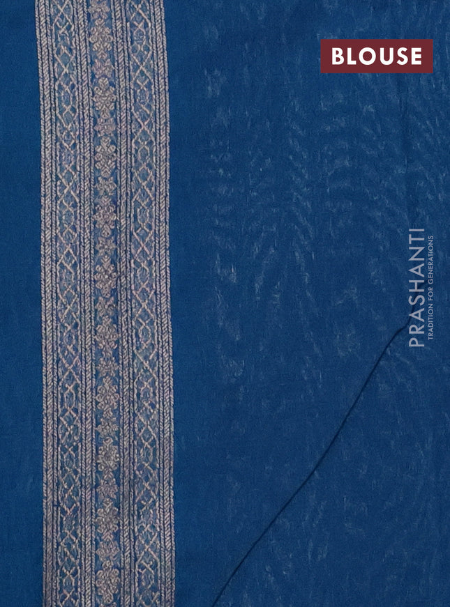 Banarasi semi silk saree cs blue with allover thread & zari weaves and woven border