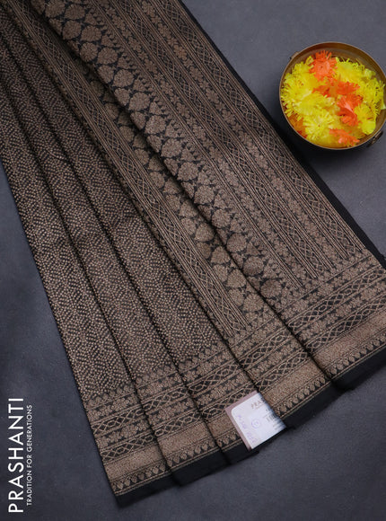 Banarasi semi silk saree black with allover thread & zari weaves and woven border
