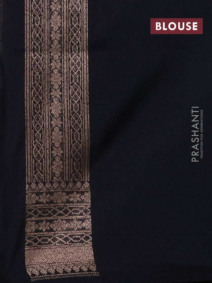 Banarasi semi silk saree black with allover thread & zari weaves and woven border