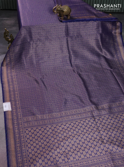Banarasi semi silk saree blue with allover thread & zari weaves and woven border