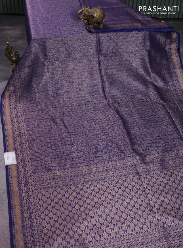 Banarasi semi silk saree blue with allover thread & zari weaves and woven border