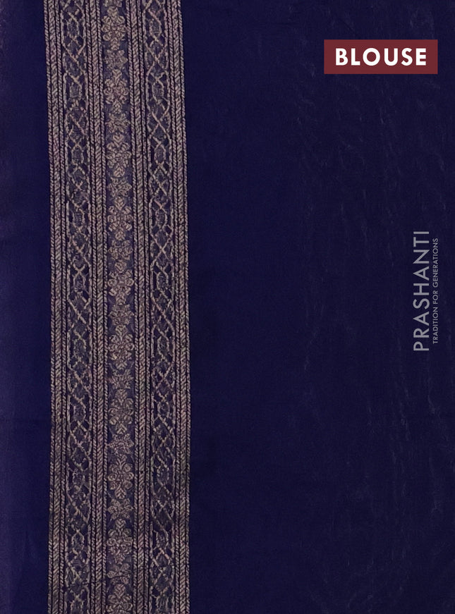 Banarasi semi silk saree blue with allover thread & zari weaves and woven border