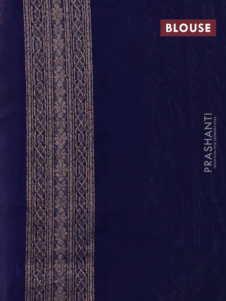 Banarasi semi silk saree blue with allover thread & zari weaves and woven border