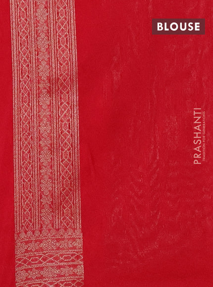 Banarasi semi silk saree red with allover thread & zari weaves and woven border