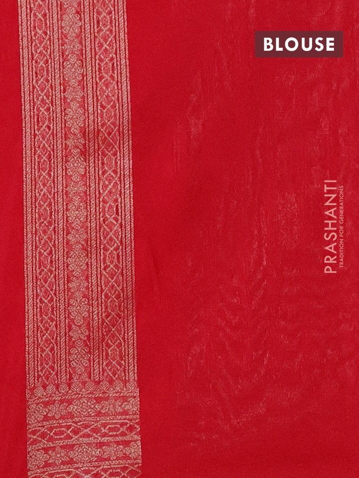 Banarasi semi silk saree red with allover thread & zari weaves and woven border