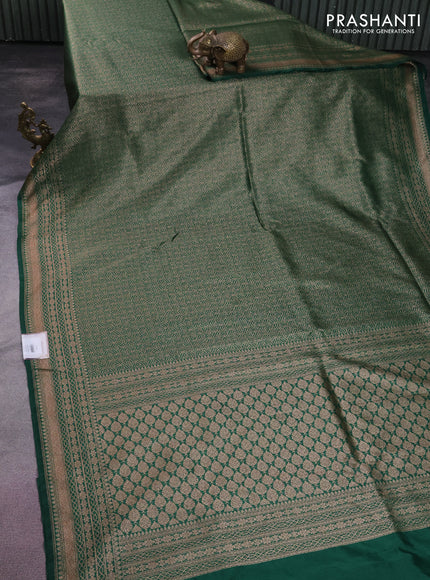 Banarasi semi silk saree green with allover thread & zari weaves and woven border