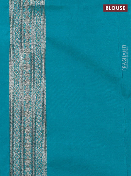 Banarasi semi silk saree teal green with allover thread & zari weaves and woven border