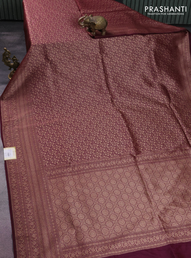 Banarasi semi silk saree deep maroon with allover thread & zari weaves and woven border
