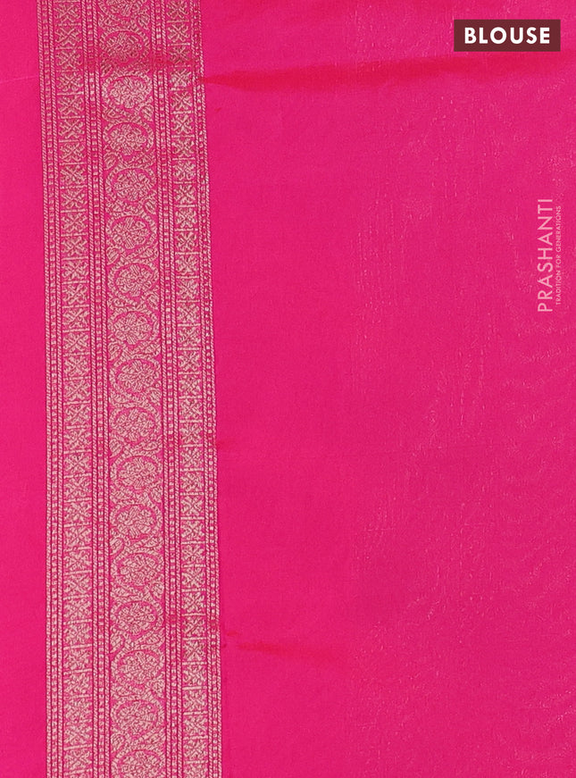 Banarasi semi silk saree pink with allover thread & zari weaves and woven border