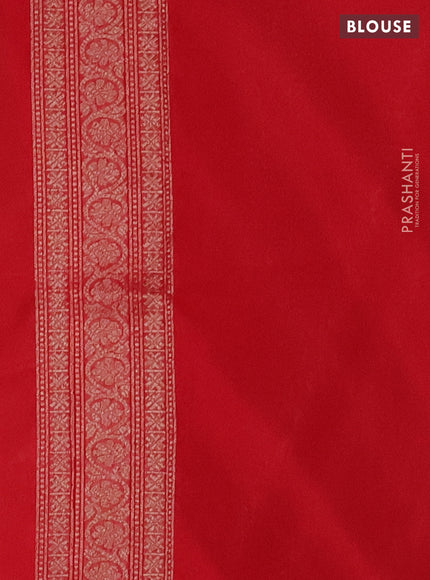 Banarasi semi silk saree red with allover thread & zari weaves and woven border