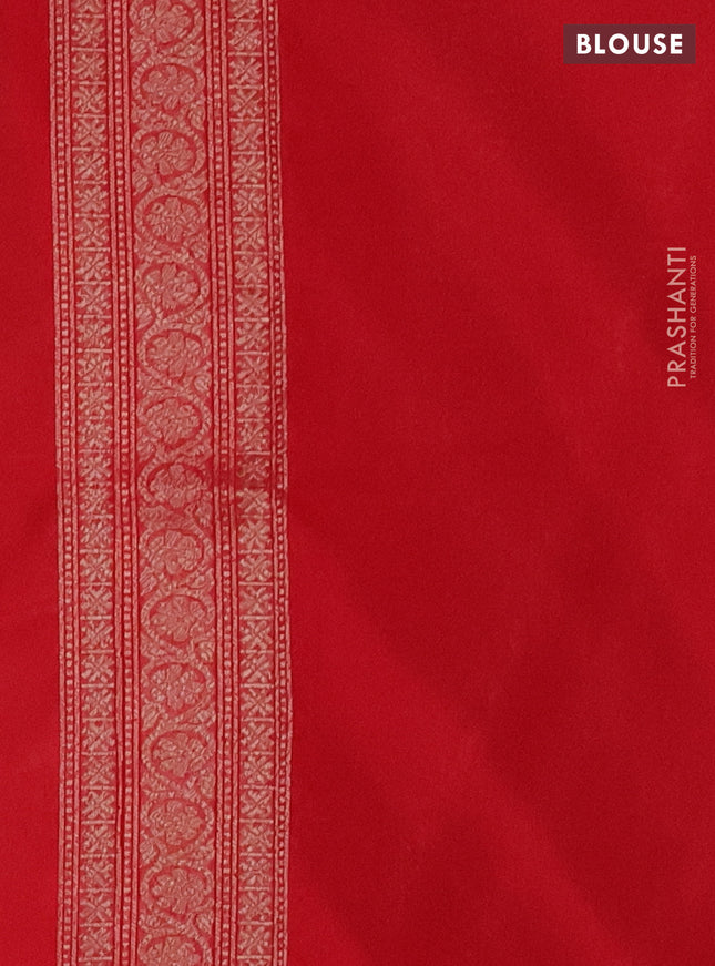 Banarasi semi silk saree red with allover thread & zari weaves and woven border