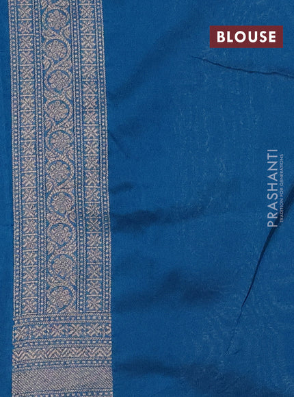 Banarasi semi silk saree cs blue with allover thread & zari weaves and woven border