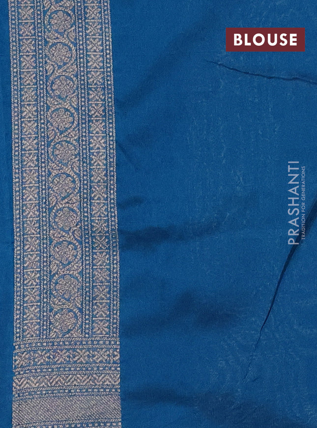 Banarasi semi silk saree cs blue with allover thread & zari weaves and woven border