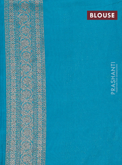 Banarasi semi silk saree teal blue with allover thread & zari weaves and woven border