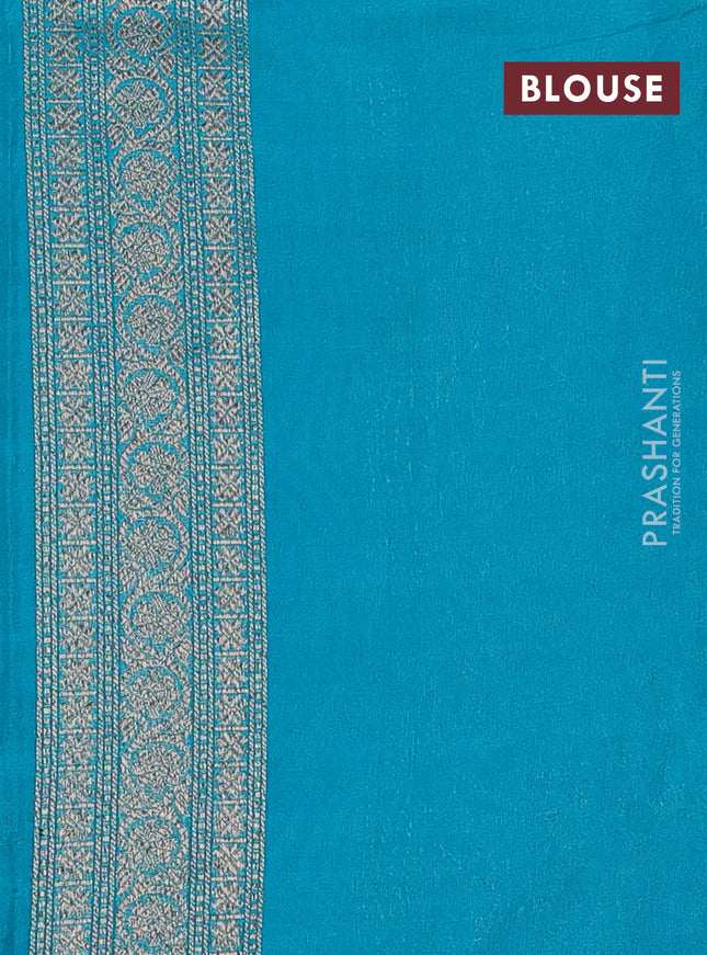 Banarasi semi silk saree teal blue with allover thread & zari weaves and woven border