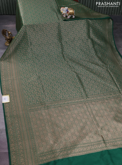 Banarasi semi silk saree green with allover thread & zari weaves and woven border