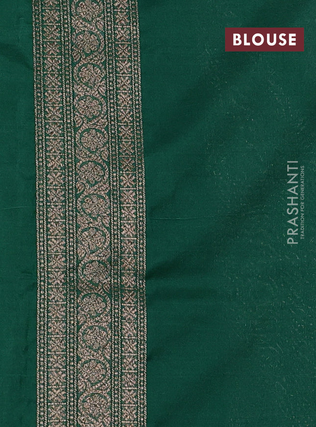 Banarasi semi silk saree green with allover thread & zari weaves and woven border