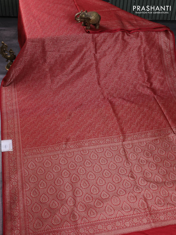 Banarasi semi silk saree maroon with allover thread & zari weaves and woven border