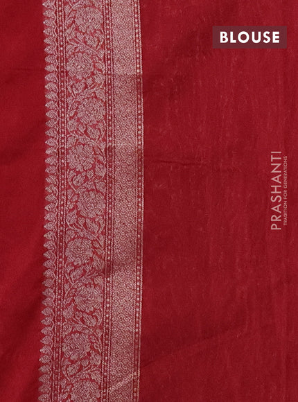 Banarasi semi silk saree maroon with allover thread & zari weaves and woven border