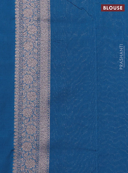 Banarasi semi silk saree cs blue with allover thread & zari weaves and woven border
