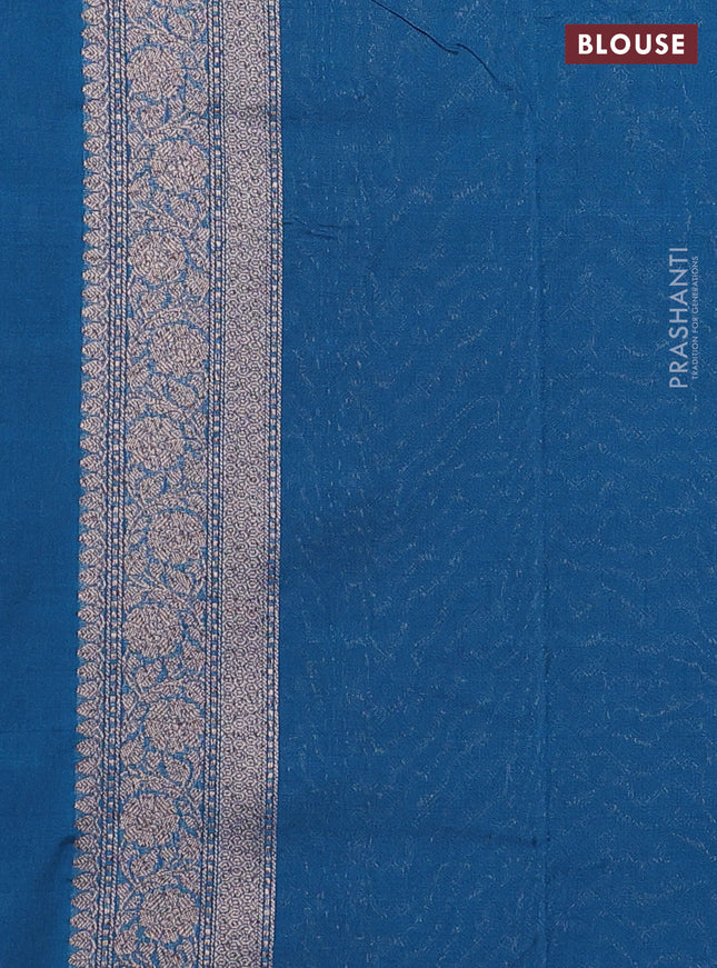Banarasi semi silk saree cs blue with allover thread & zari weaves and woven border