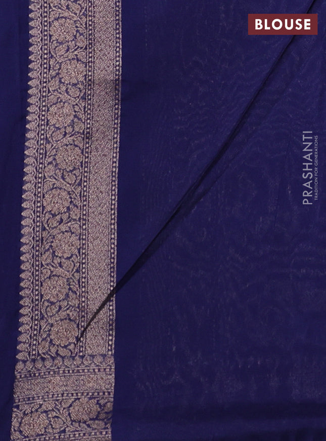 Banarasi semi silk saree blue with allover thread & zari weaves and woven border