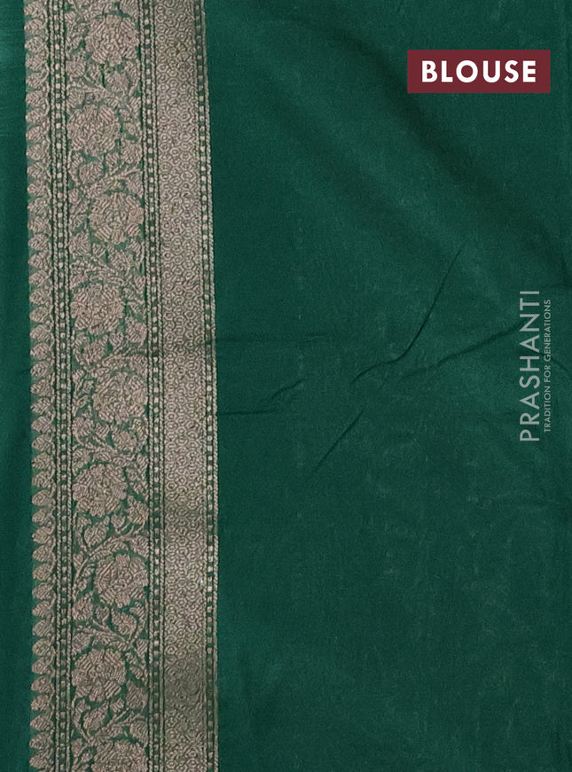 Banarasi semi silk saree green with allover thread & zari weaves and woven border