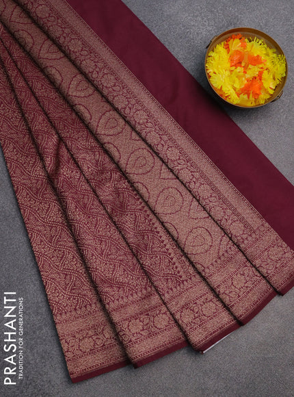 Banarasi semi silk saree deep maroon with allover thread & zari weaves and woven border