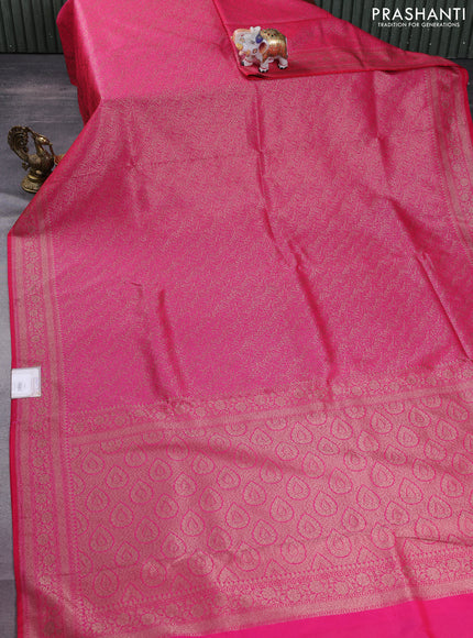 Banarasi semi silk saree pink with allover thread & zari weaves and woven border