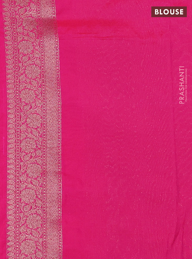 Banarasi semi silk saree pink with allover thread & zari weaves and woven border