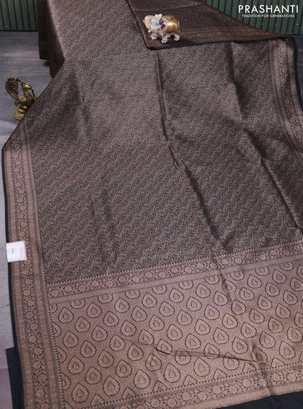 Banarasi semi silk saree black with allover thread & zari weaves and woven border