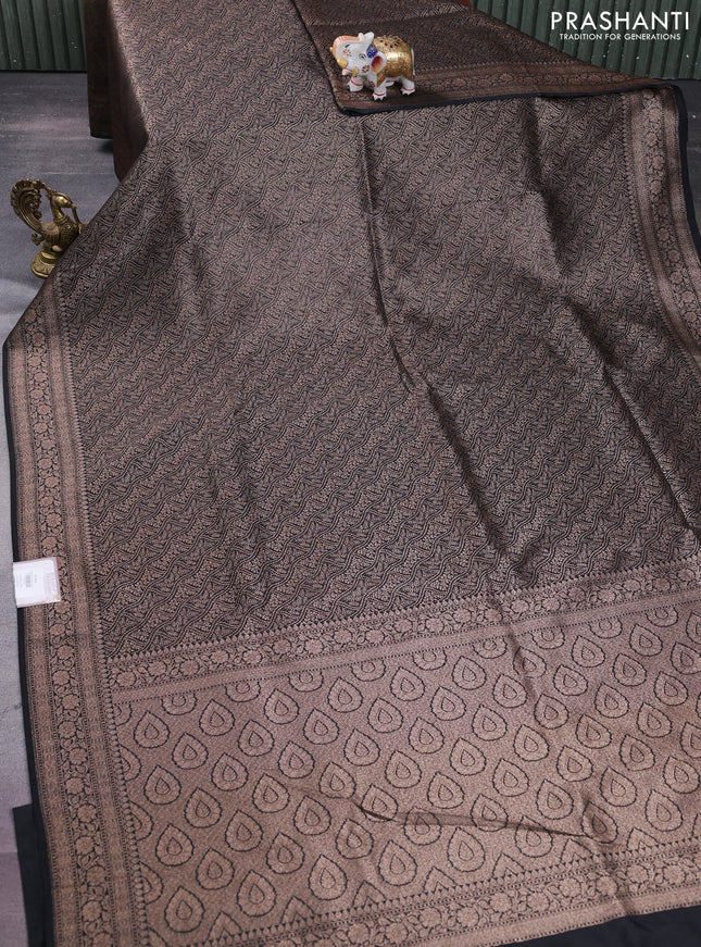 Banarasi semi silk saree black with allover thread & zari weaves and woven border