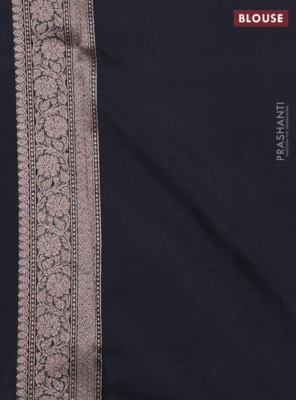 Banarasi semi silk saree black with allover thread & zari weaves and woven border