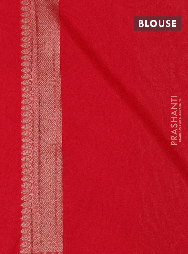 Banarasi semi silk saree red with allover thread & zari weaves and woven border