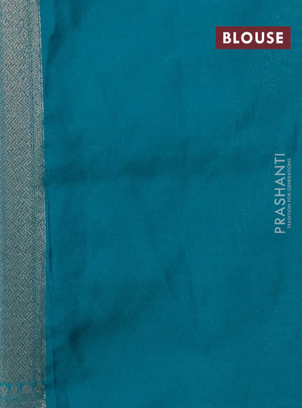 Banarasi semi silk saree teal green with allover thread & zari weaves and woven border