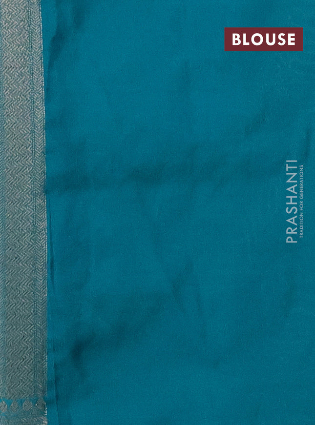 Banarasi semi silk saree teal green with allover thread & zari weaves and woven border