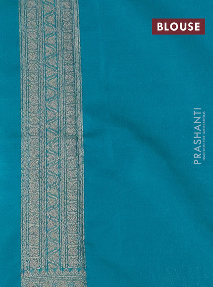Banarasi semi silk saree teal green with allover thread & zari weaves and woven border