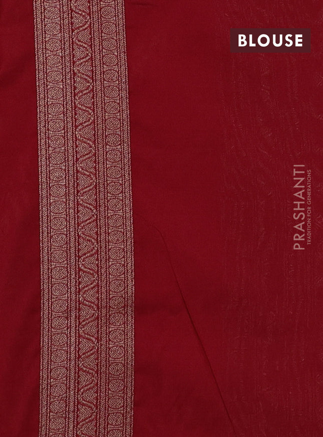 Banarasi semi silk saree maroon with allover thread & zari weaves and woven border