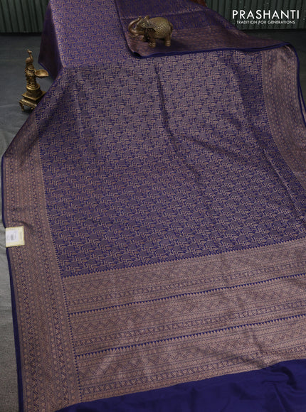 Banarasi semi silk saree blue with allover thread & zari weaves and woven border