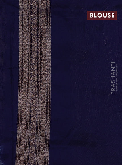 Banarasi semi silk saree blue with allover thread & zari weaves and woven border