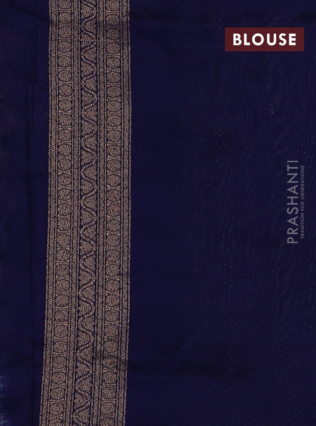 Banarasi semi silk saree blue with allover thread & zari weaves and woven border