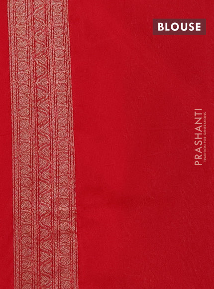 Banarasi semi silk saree red with allover thread & zari weaves and woven border
