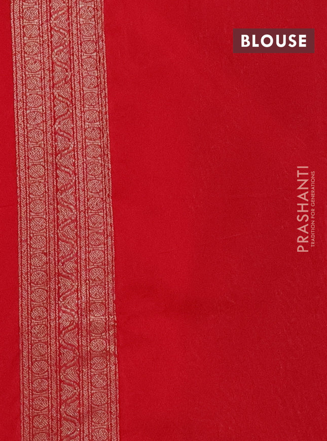 Banarasi semi silk saree red with allover thread & zari weaves and woven border