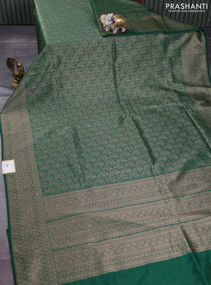Banarasi semi silk saree green with allover thread & zari weaves and woven border