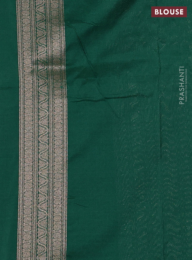 Banarasi semi silk saree green with allover thread & zari weaves and woven border